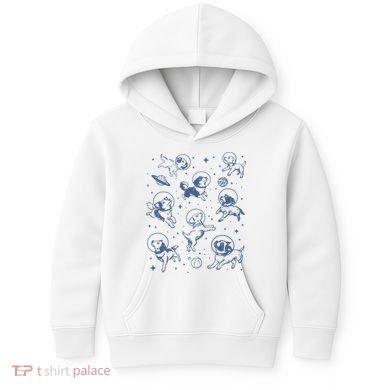 Retro Dogs In Space Funny Galaxy Kids Hoodie