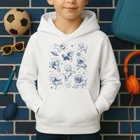 Retro Dogs In Space Funny Galaxy Kids Hoodie thumb 2