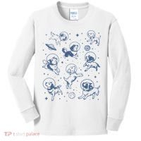 Retro Dogs In Space Funny Galaxy Kids Long Sleeve Shirt thumb 0