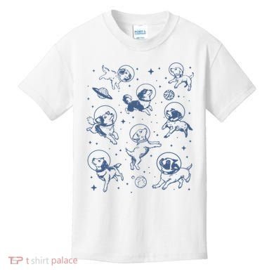 Retro Dogs In Space Funny Galaxy Kids T-Shirt