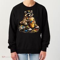 Raccoon Drinking Iced Coffee Autism Women's Sweatshirt thumb 0