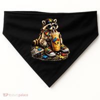 Raccoon Drinking Iced Coffee Autism USA-Made Doggie Bandana thumb 0
