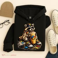 Raccoon Drinking Iced Coffee Autism Hoodie thumb 4