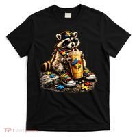 Raccoon Drinking Iced Coffee Autism T-Shirt thumb 0