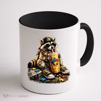 Raccoon Drinking Iced Coffee Autism Coffee Mug thumb 1