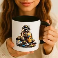 Raccoon Drinking Iced Coffee Autism Coffee Mug thumb 3