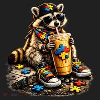Raccoon Drinking Iced Coffee Autism Tumbler thumb 3