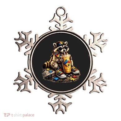 Raccoon Drinking Iced Coffee Autism Ornament