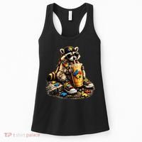 Raccoon Drinking Iced Coffee Autism Women's Tank Top thumb 0
