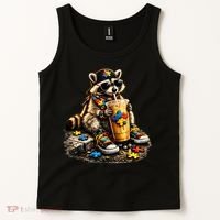 Raccoon Drinking Iced Coffee Autism Tank Top thumb 2