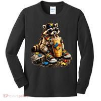 Raccoon Drinking Iced Coffee Autism Kids Long Sleeve Shirt thumb 0