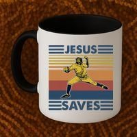 Retro Distressed Jesus Saves Baseball Coffee Mug thumb 2