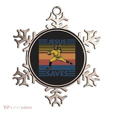 Retro Distressed Jesus Saves Baseball Ornament
