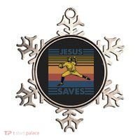 Retro Distressed Jesus Saves Baseball Ornament thumb 0