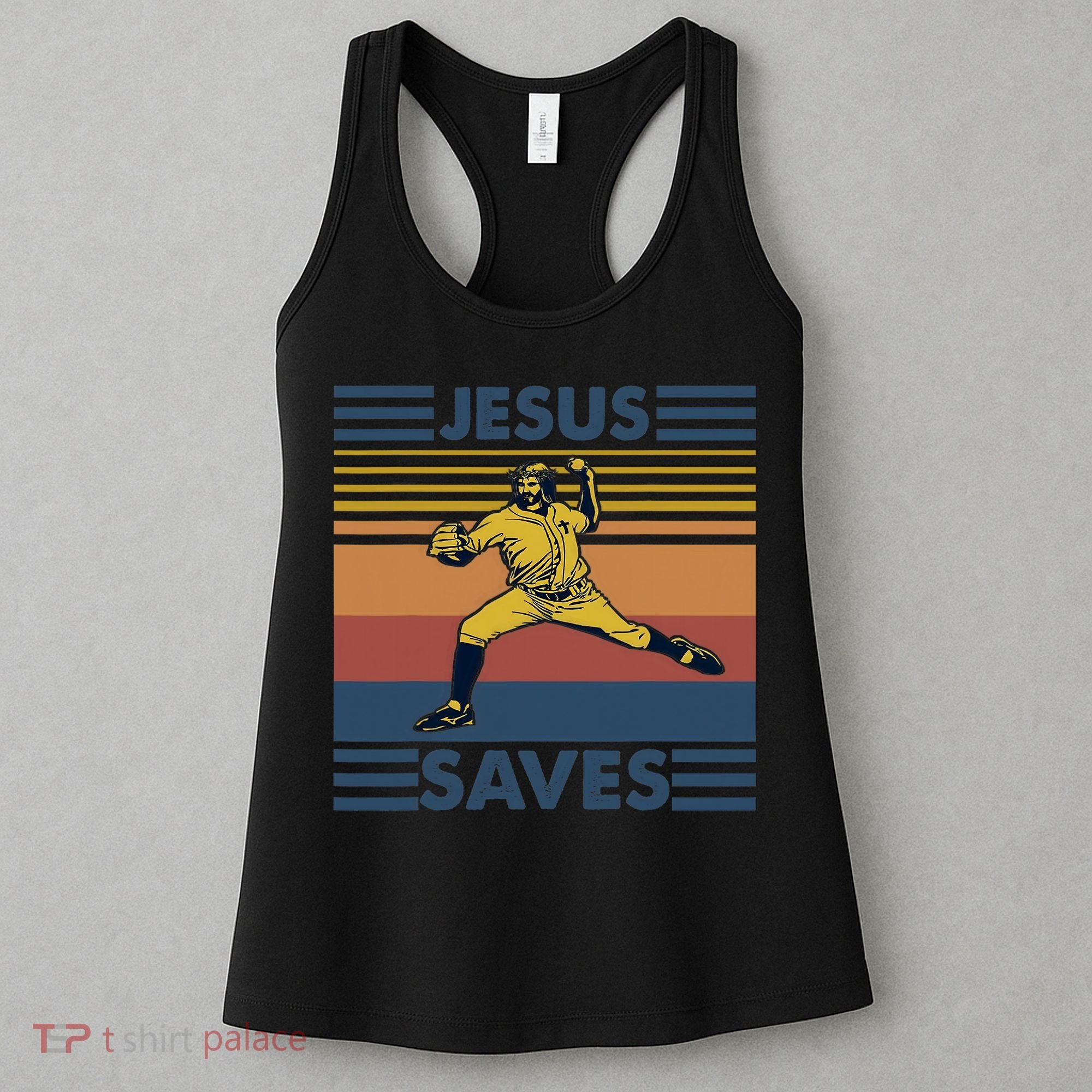 Retro Distressed Jesus Saves Baseball Women's Tank Top