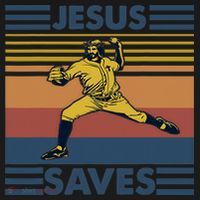 Retro Distressed Jesus Saves Baseball Baby Bodysuit thumb 2