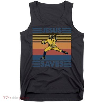 Retro Distressed Jesus Saves Baseball Tank Top