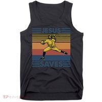 Retro Distressed Jesus Saves Baseball Tank Top thumb 0
