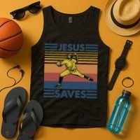 Retro Distressed Jesus Saves Baseball Tank Top thumb 4