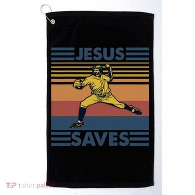 Retro Distressed Jesus Saves Baseball Golf Towel
