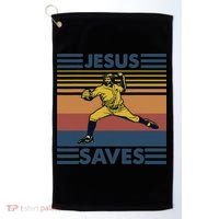 Retro Distressed Jesus Saves Baseball Golf Towel thumb 0