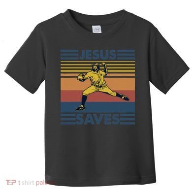 Retro Distressed Jesus Saves Baseball Toddler T-Shirt