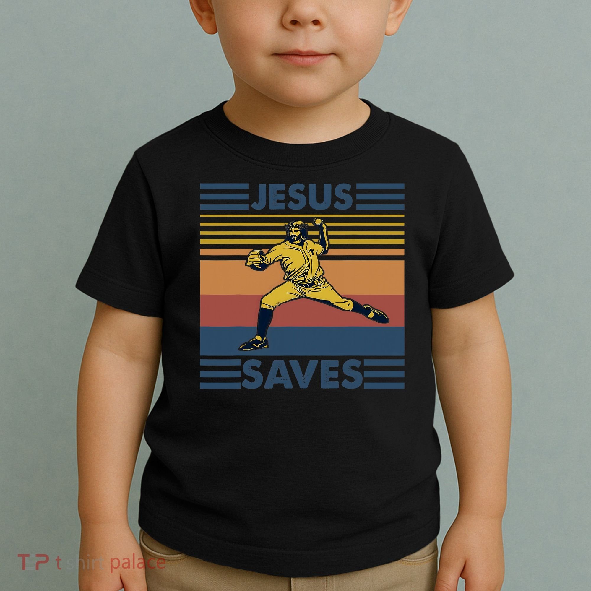 Retro Distressed Jesus Saves Baseball Toddler T-Shirt
