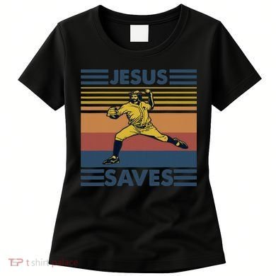 Retro Distressed Jesus Saves Baseball Women's T-Shirt