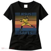 Retro Distressed Jesus Saves Baseball Women's T-Shirt thumb 0