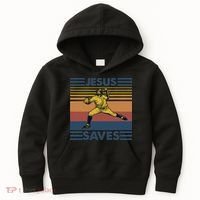 Retro Distressed Jesus Saves Baseball Kids Hoodie thumb 0
