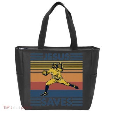 Retro Distressed Jesus Saves Baseball Tote Bag