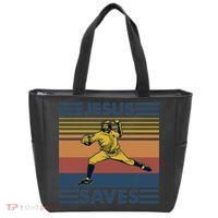 Retro Distressed Jesus Saves Baseball Tote Bag thumb 0