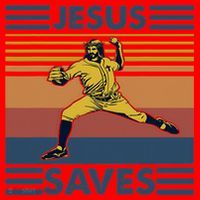 Retro Distressed Jesus Saves Baseball Santa Hat thumb 1