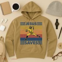 Retro Distressed Jesus Saves Baseball Hoodie thumb 3