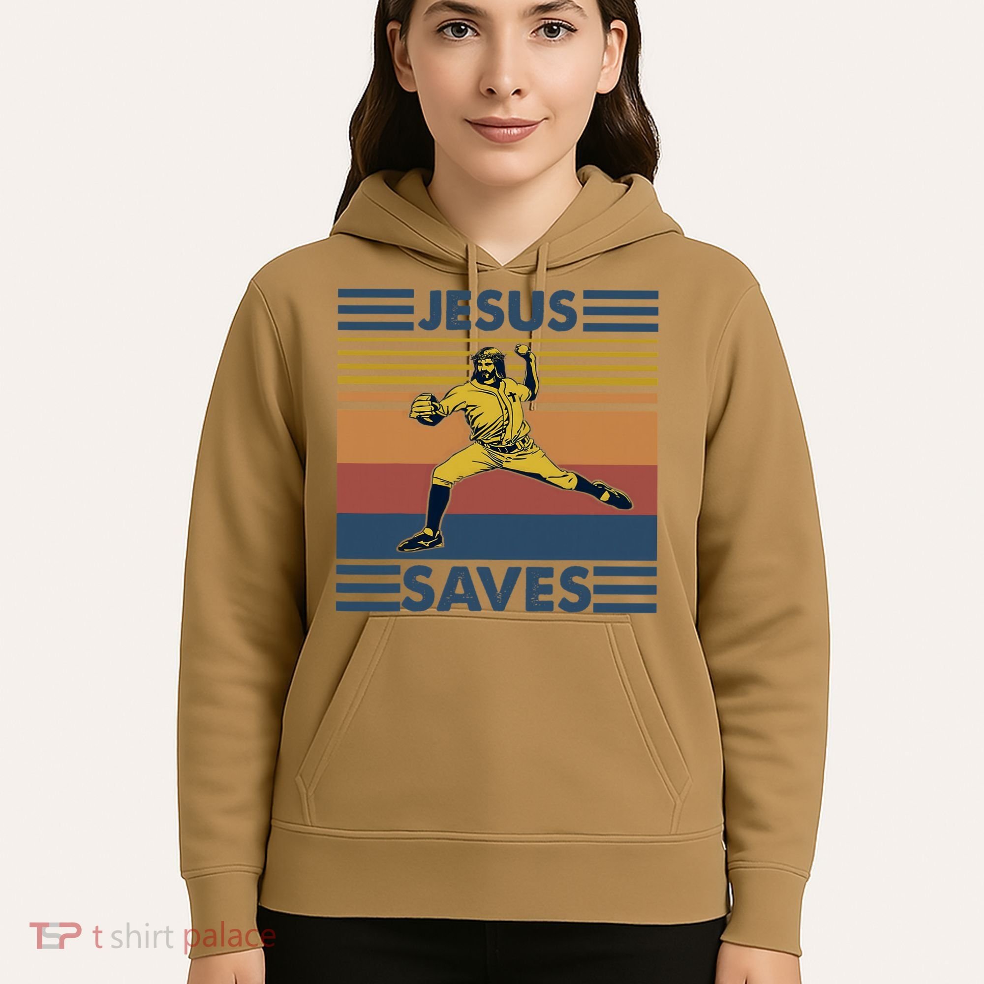 Retro Distressed Jesus Saves Baseball Hoodie