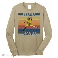 Retro Distressed Jesus Saves Baseball Long Sleeve Shirt thumb 0