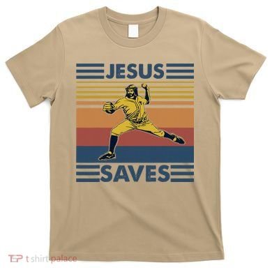 Retro Distressed Jesus Saves Baseball T-Shirt