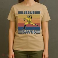 Retro Distressed Jesus Saves Baseball T-Shirt thumb 4