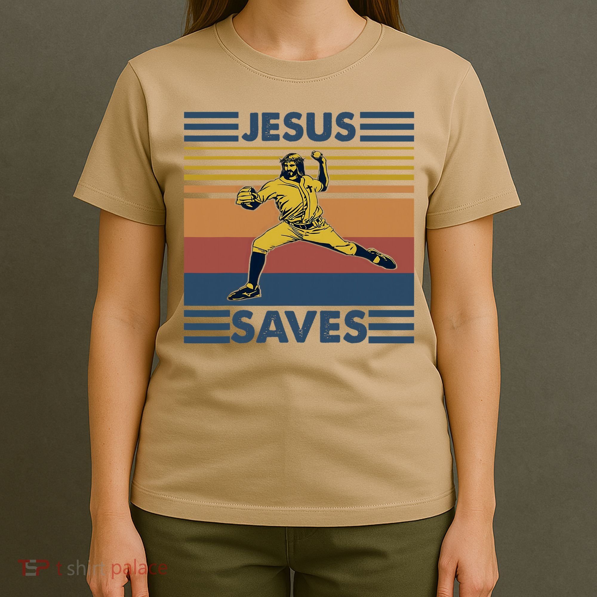 Retro Distressed Jesus Saves Baseball T-Shirt