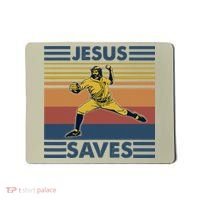 Retro Distressed Jesus Saves Baseball Mousepad thumb 0