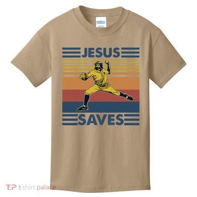 Retro Distressed Jesus Saves Baseball Kids T-Shirt