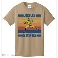 Retro Distressed Jesus Saves Baseball Kids T-Shirt thumb 0
