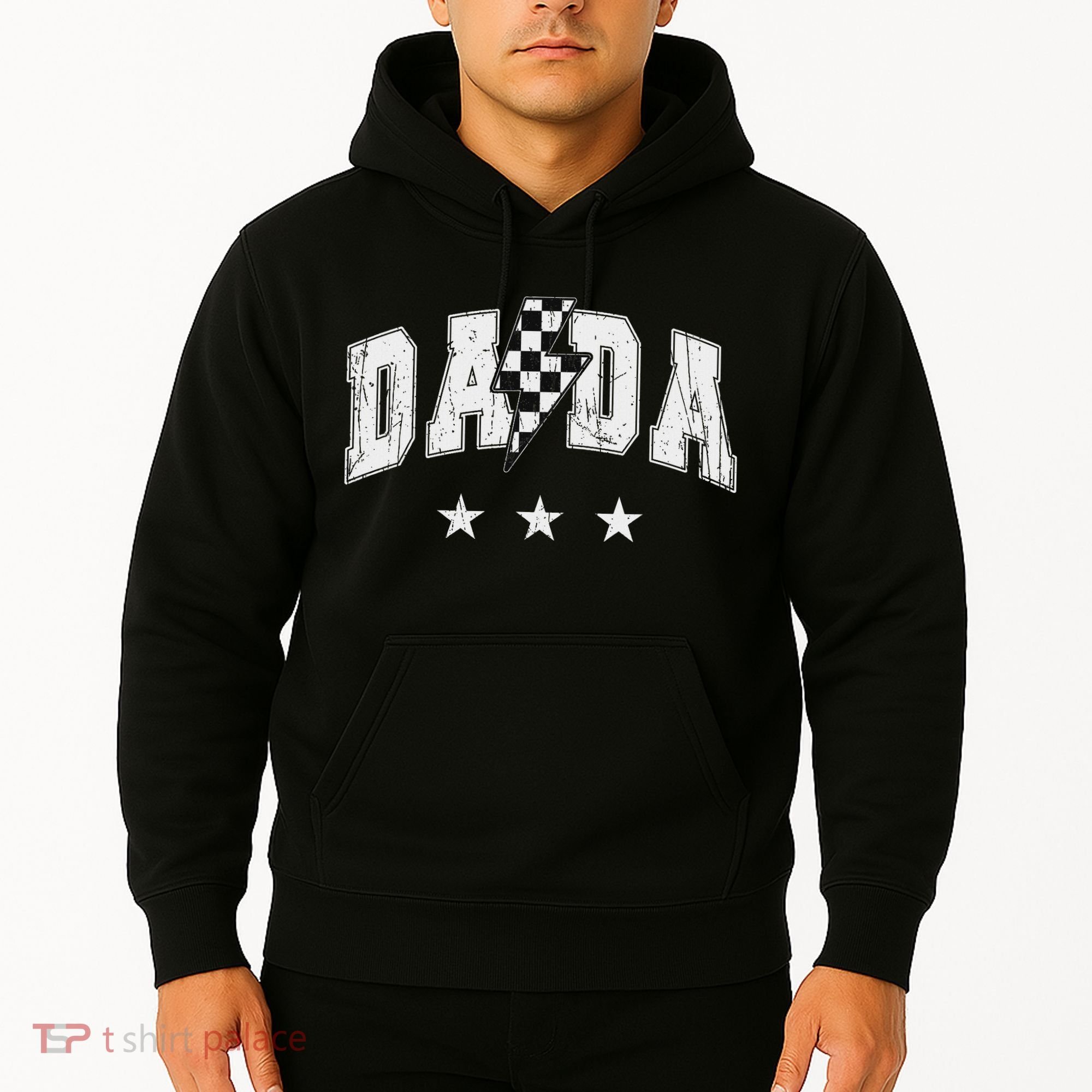 Retro Dada Lightning Bolt Checkered Father’s Day Hoodie