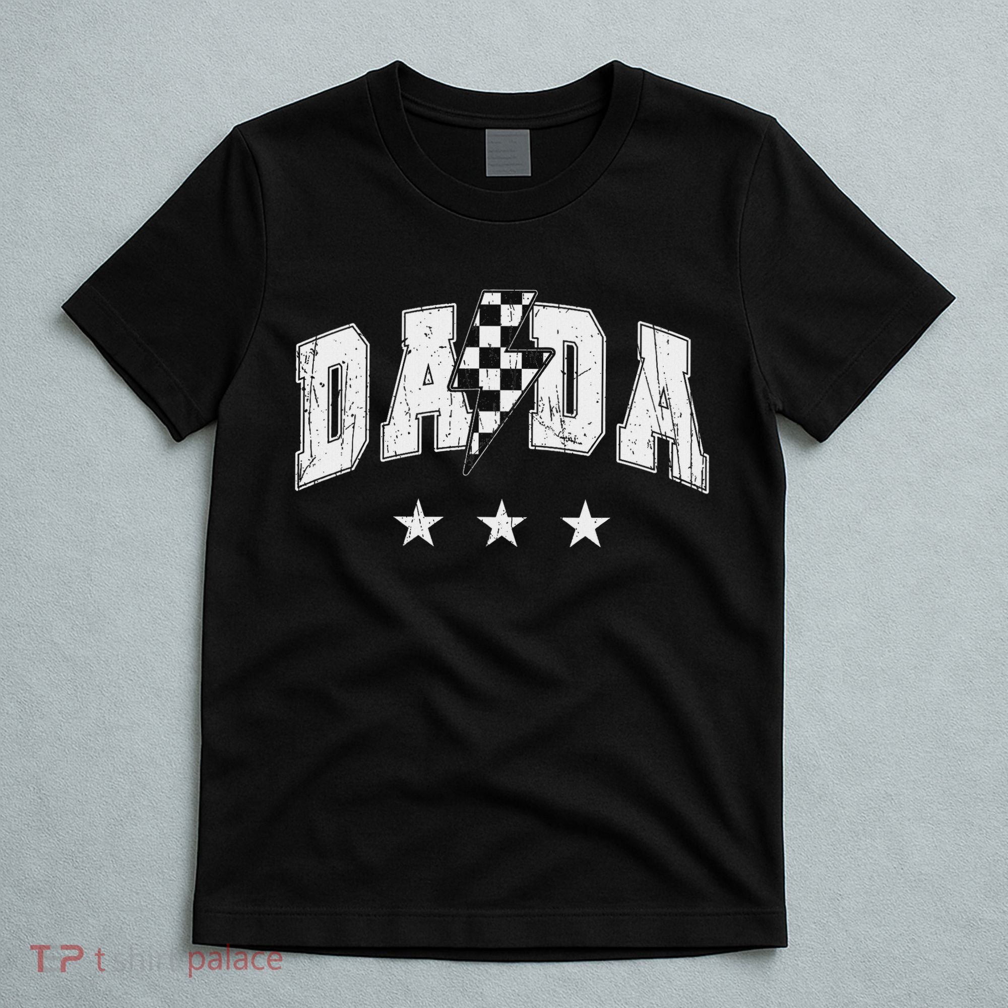 Retro Dada Lightning Bolt Checkered Father’s Day T-Shirt