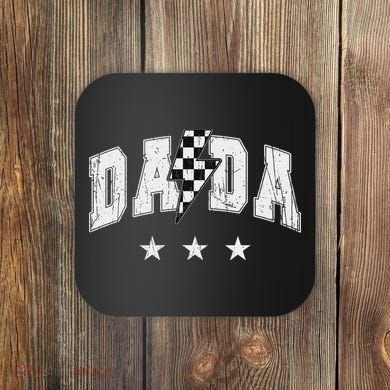 Retro Dada Lightning Bolt Checkered Father’s Day Coaster