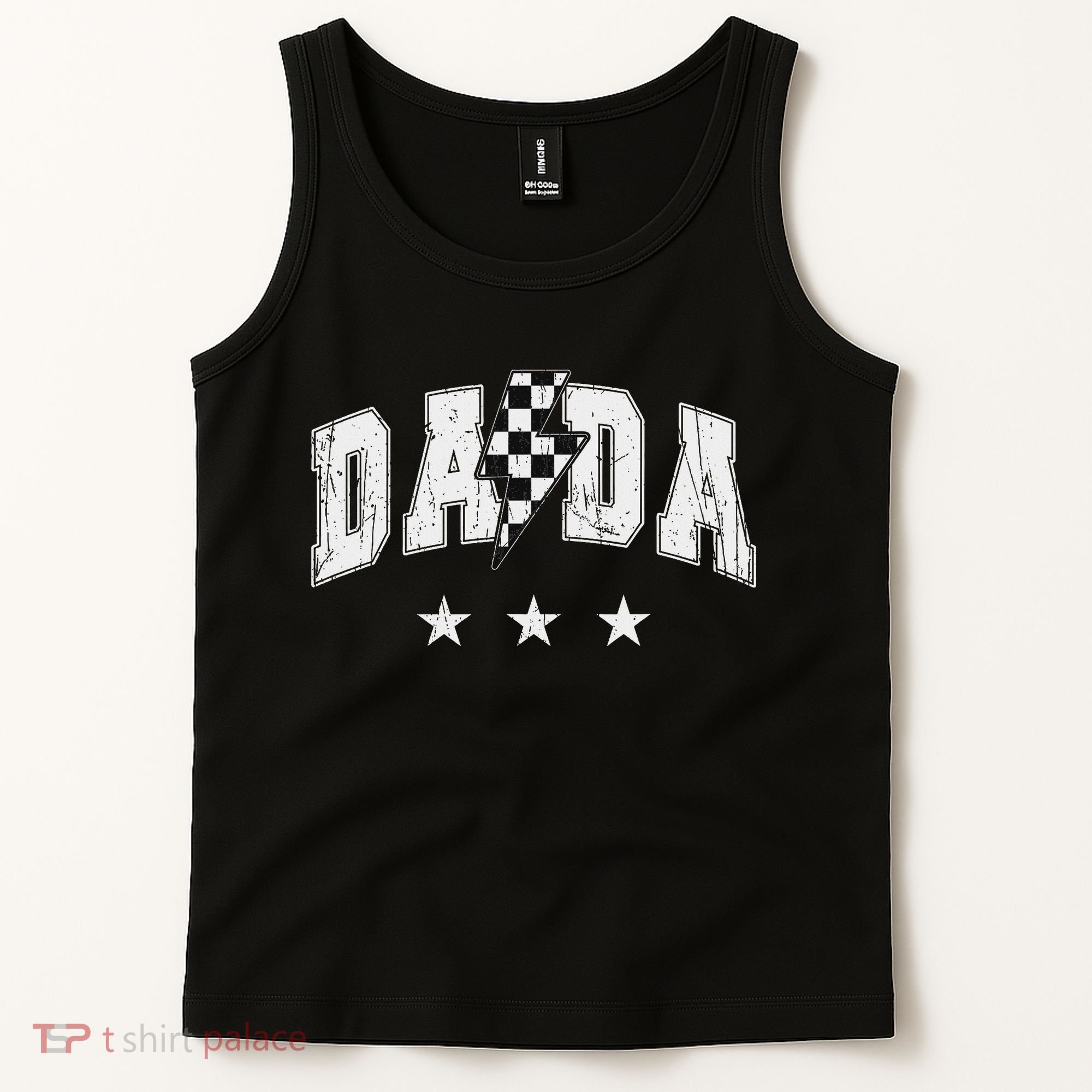 Retro Dada Lightning Bolt Checkered Father’s Day Tank Top