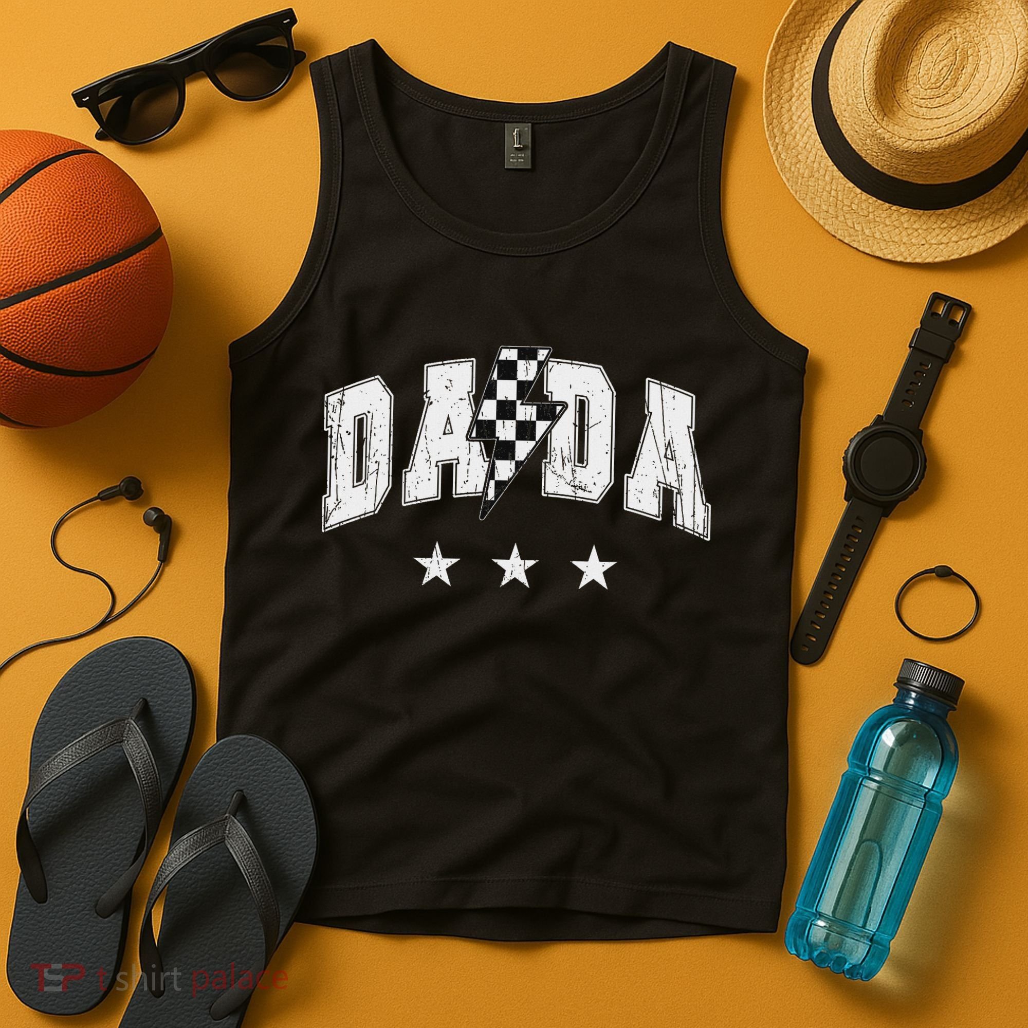 Retro Dada Lightning Bolt Checkered Father’s Day Tank Top