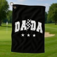 Retro Dada Lightning Bolt Checkered Father’s Day Golf Towel thumb 1