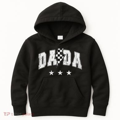 Retro Dada Lightning Bolt Checkered Father’s Day Kids Hoodie