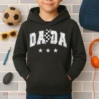Retro Dada Lightning Bolt Checkered Father’s Day Kids Hoodie thumb 2